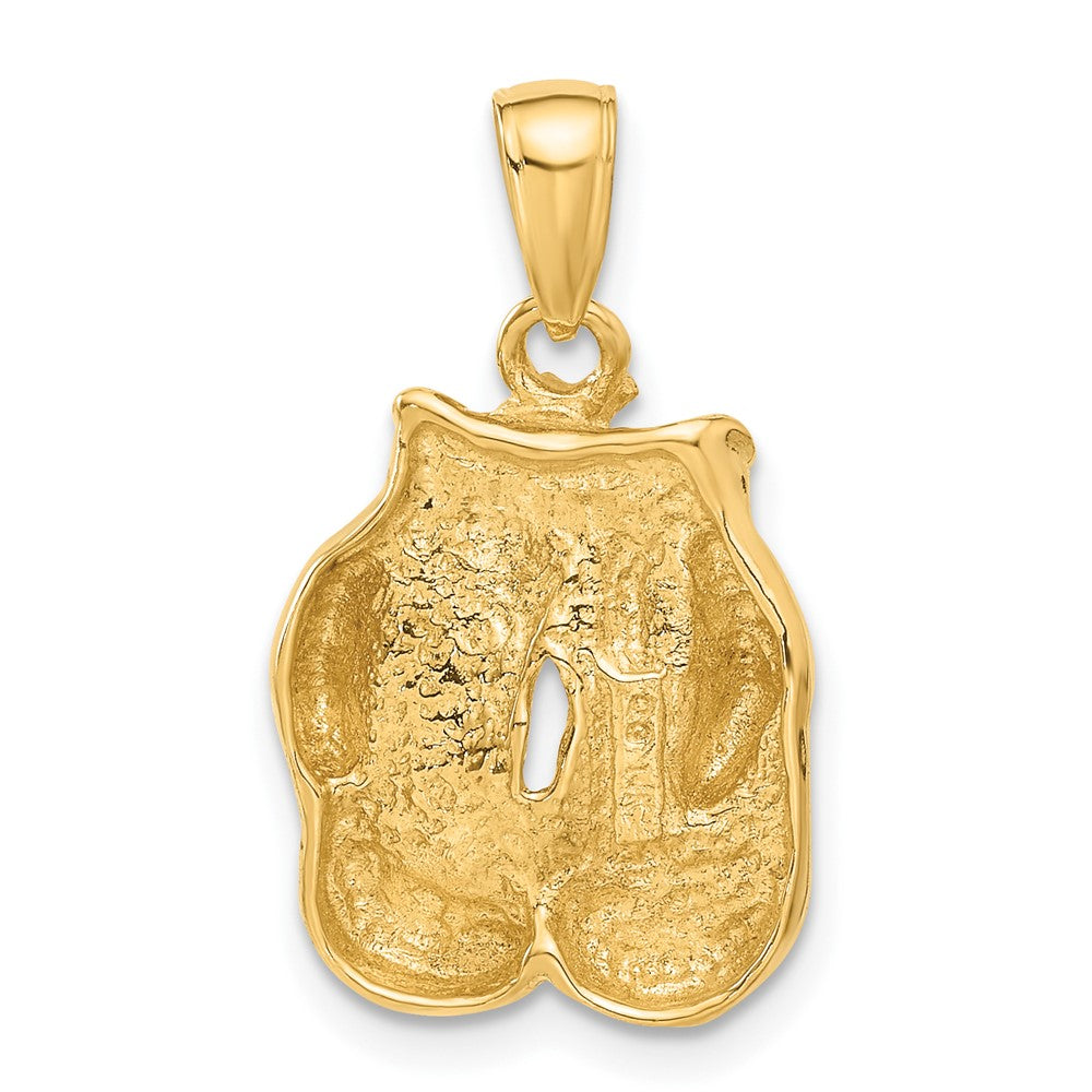 Alternate view of the 14k Yellow Gold Small Polished Boxing Gloves Pendant by The Black Bow Jewelry Co.