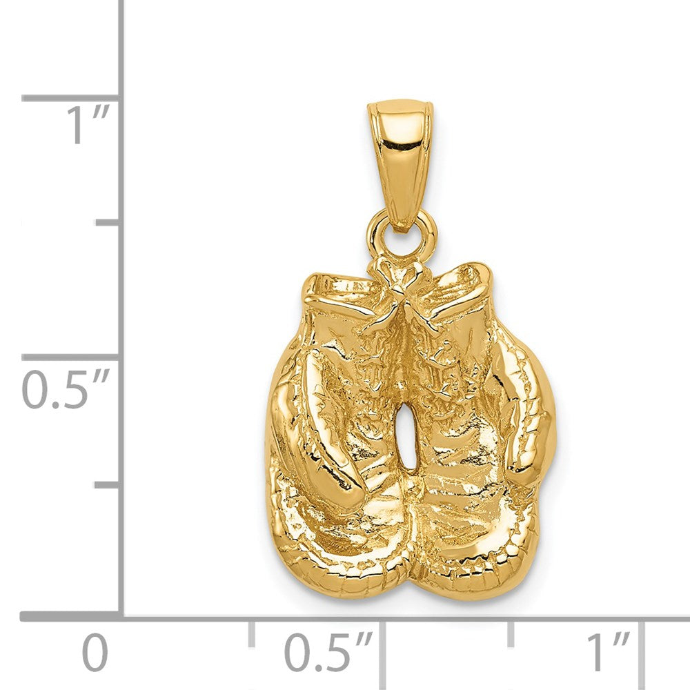 Alternate view of the 14k Yellow Gold Small Polished Boxing Gloves Pendant by The Black Bow Jewelry Co.