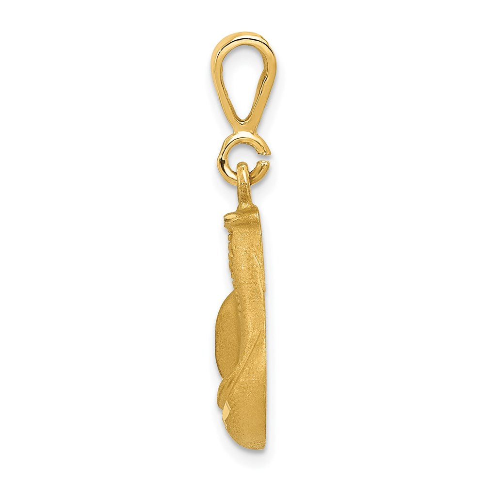 Alternate view of the 14k Yellow Gold Satin and Diamond Cut Boxing Glove Pendant by The Black Bow Jewelry Co.