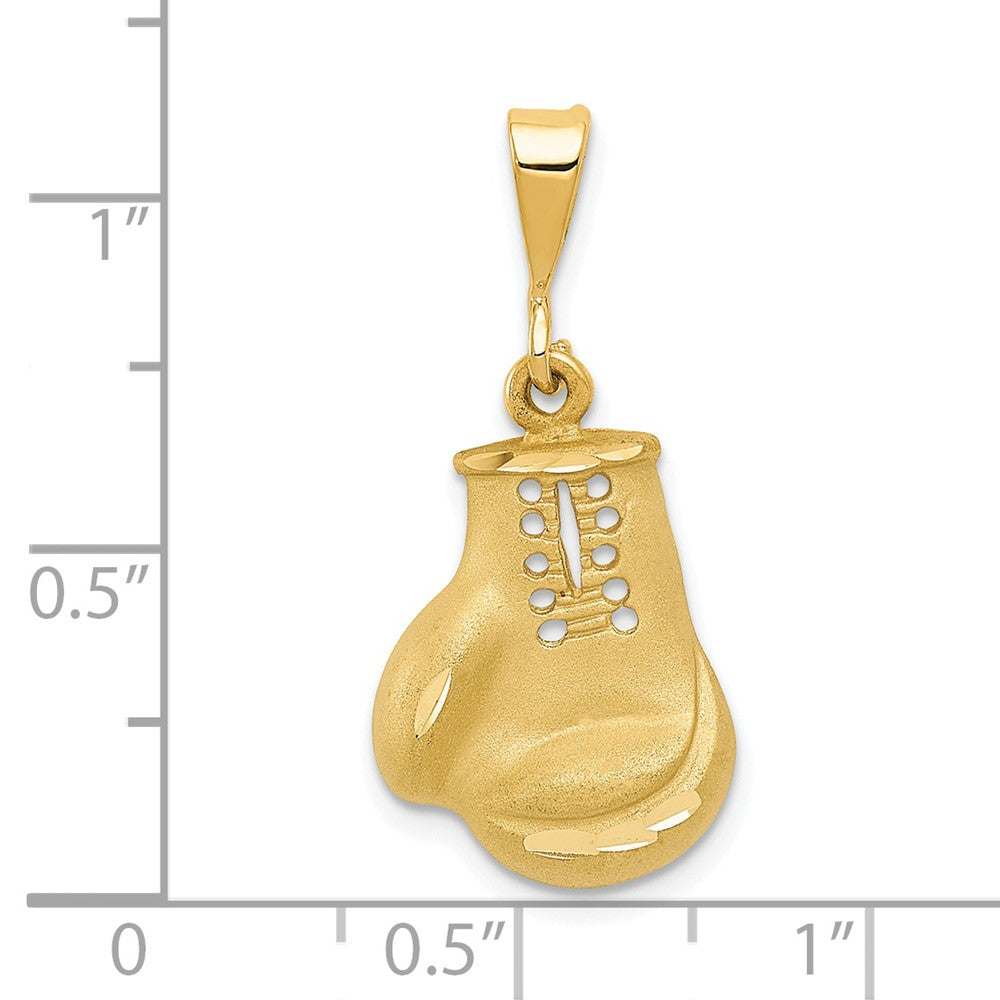 Alternate view of the 14k Yellow Gold Satin and Diamond Cut Boxing Glove Pendant by The Black Bow Jewelry Co.