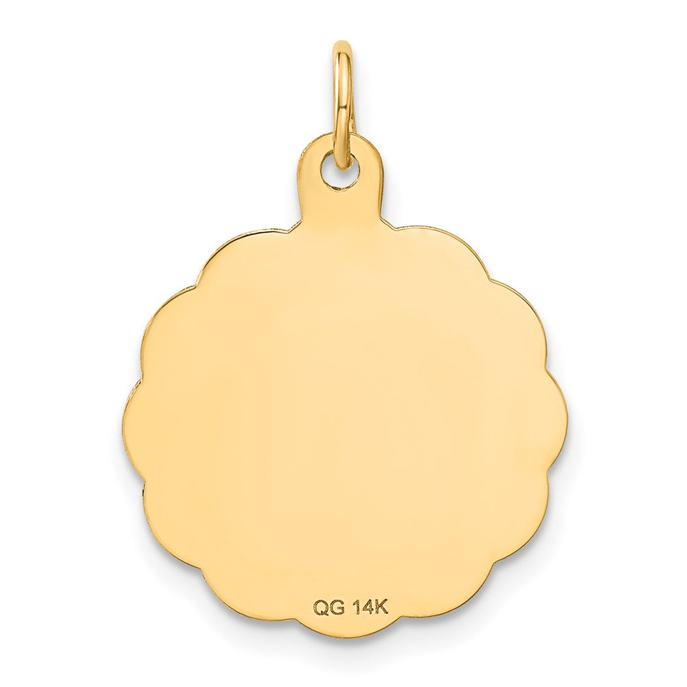 Alternate view of the 14k Yellow Gold Wrestling Disc Pendant, 20mm by The Black Bow Jewelry Co.