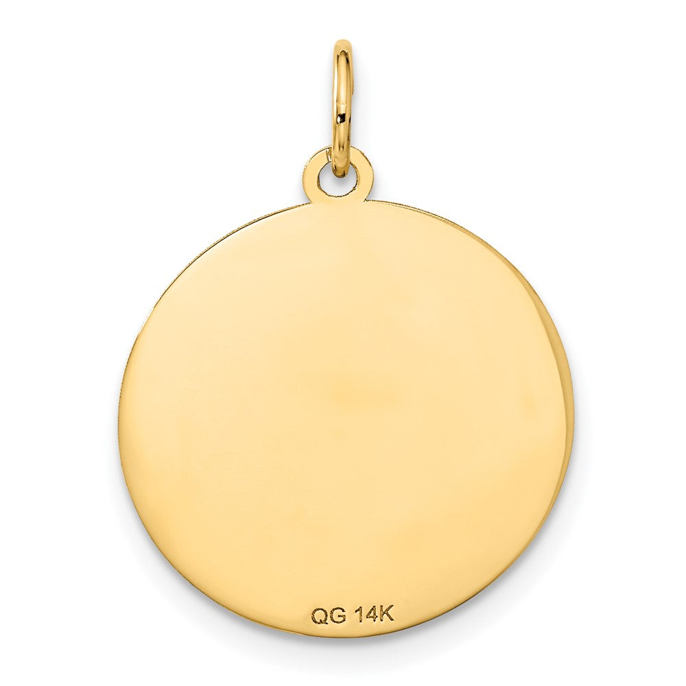 Alternate view of the 14k Yellow Gold Wrestling Disc Pendant, 19mm by The Black Bow Jewelry Co.