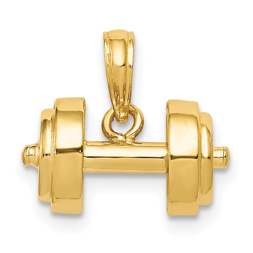 14k Yellow Gold 3D Dumbbell Pendant, Item P11426 by The Black Bow Jewelry Co.