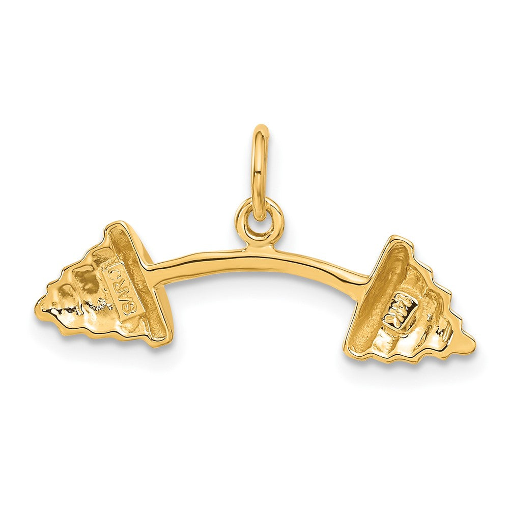 Alternate view of the 14k Yellow Gold Curved Barbell Pendant by The Black Bow Jewelry Co.