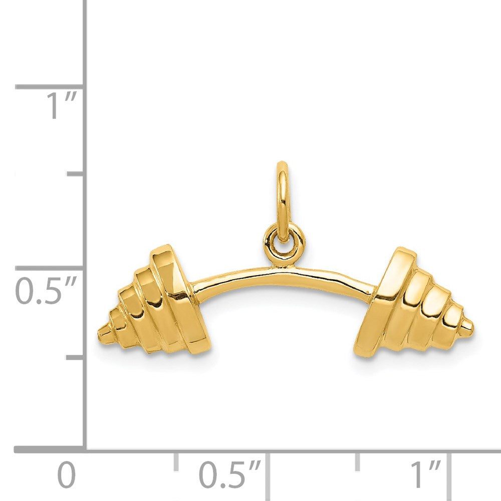 Alternate view of the 14k Yellow Gold Curved Barbell Pendant by The Black Bow Jewelry Co.