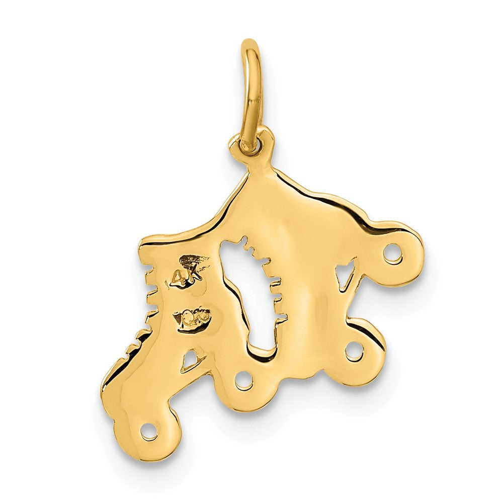 Alternate view of the 14k Yellow Gold Polished Roller Skates Charm by The Black Bow Jewelry Co.