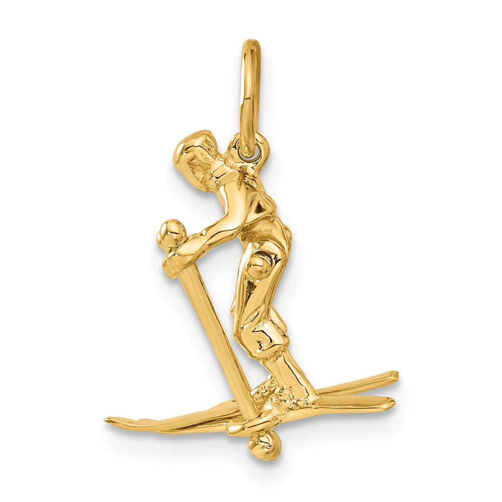 Alternate view of the 14k Yellow Gold Moveable 3D Snow Skier Pendant by The Black Bow Jewelry Co.