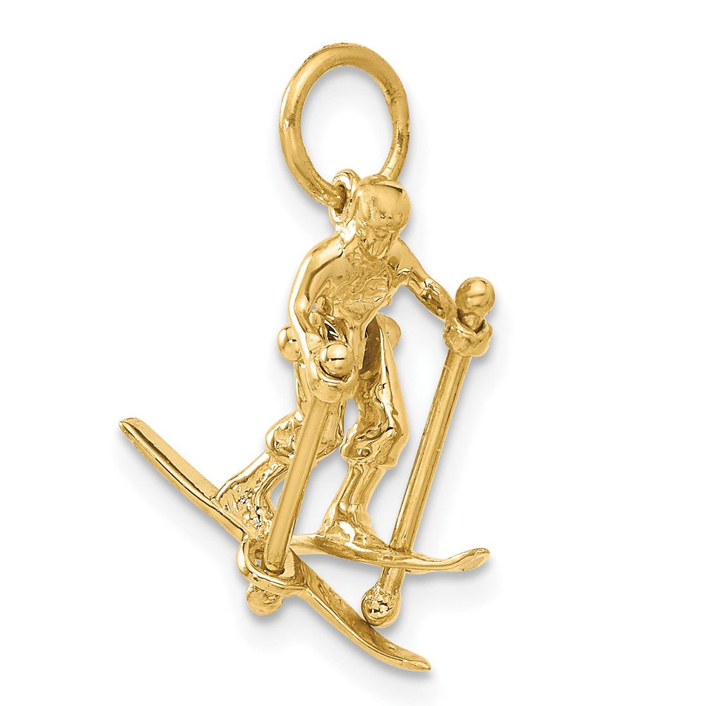Alternate view of the 14k Yellow Gold Moveable 3D Snow Skier Pendant by The Black Bow Jewelry Co.
