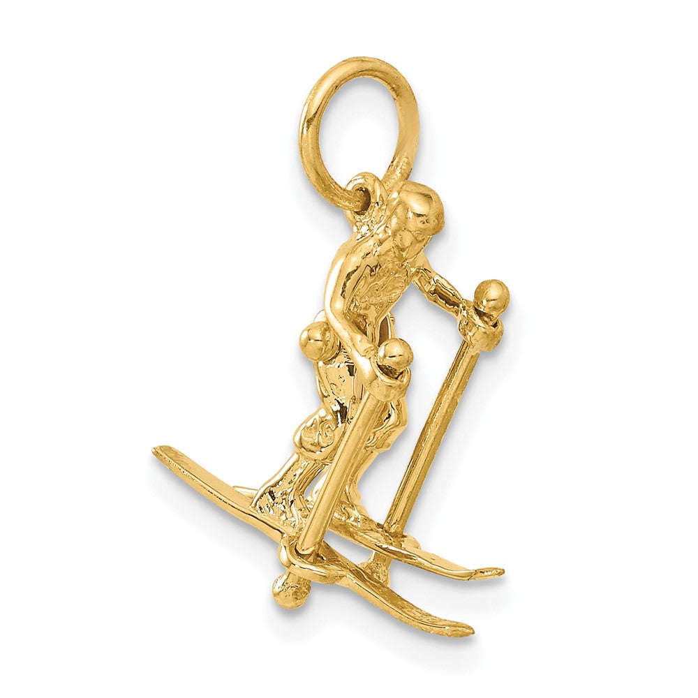 Alternate view of the 14k Yellow Gold Moveable 3D Snow Skier Pendant by The Black Bow Jewelry Co.
