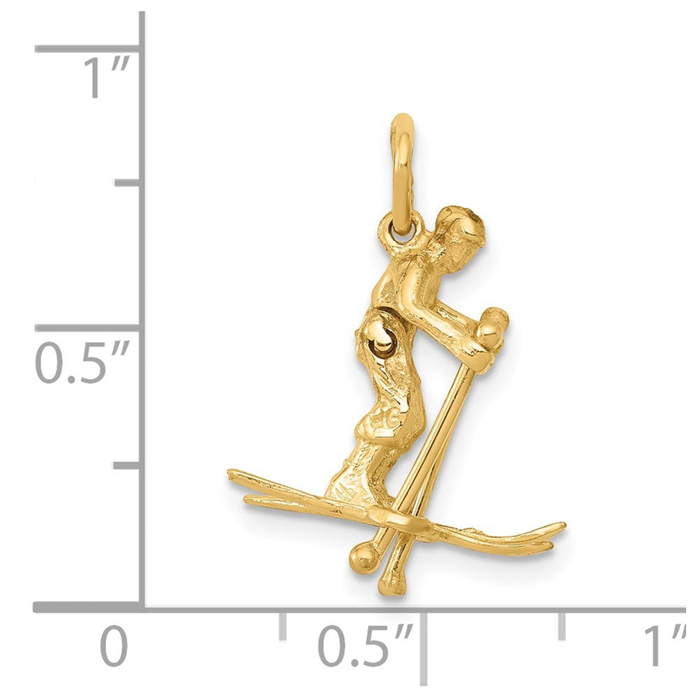 Alternate view of the 14k Yellow Gold Moveable 3D Snow Skier Pendant by The Black Bow Jewelry Co.