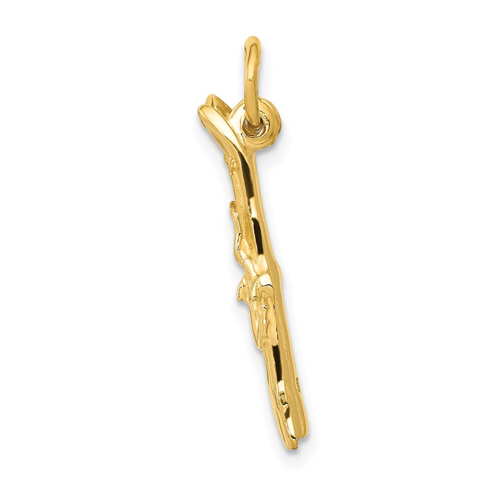 Alternate view of the 14k Yellow Gold 3D Pair of Skis Pendant by The Black Bow Jewelry Co.