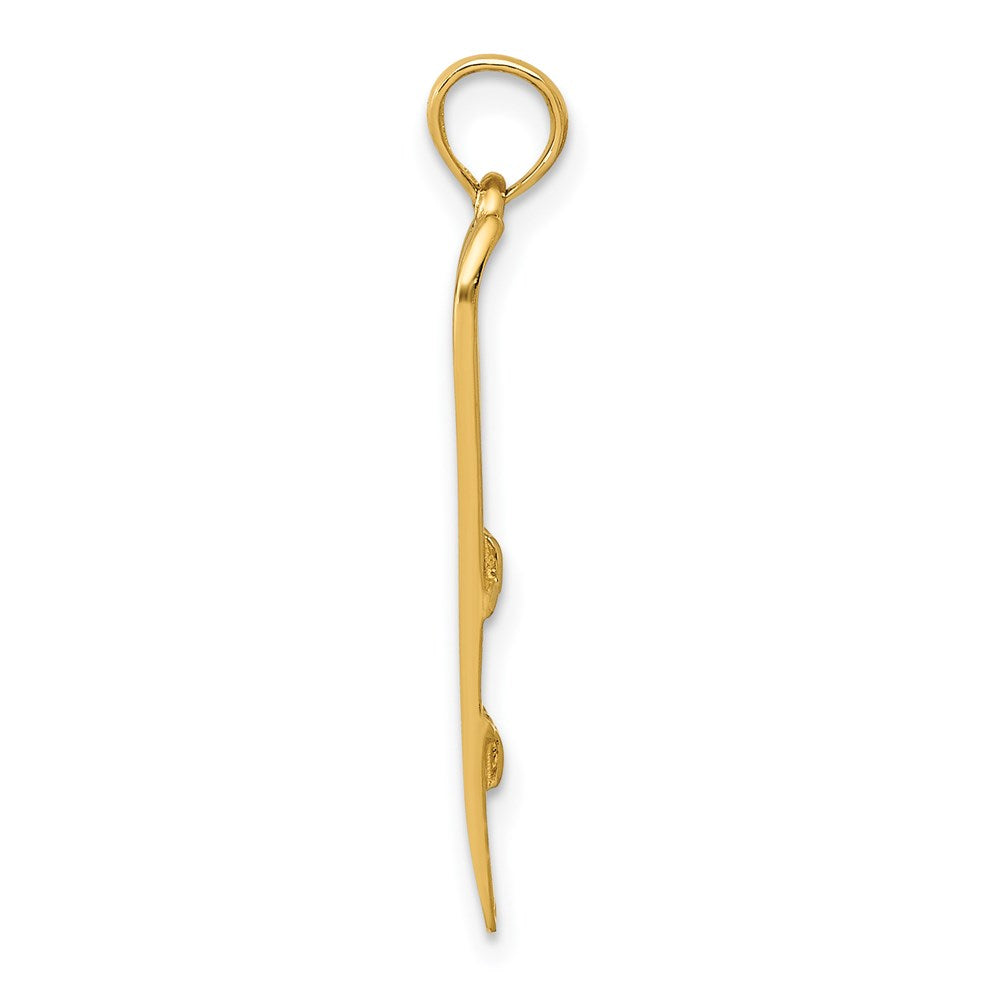 Alternate view of the 14k Yellow Gold 3D Pair of Snow Skis Pendant by The Black Bow Jewelry Co.