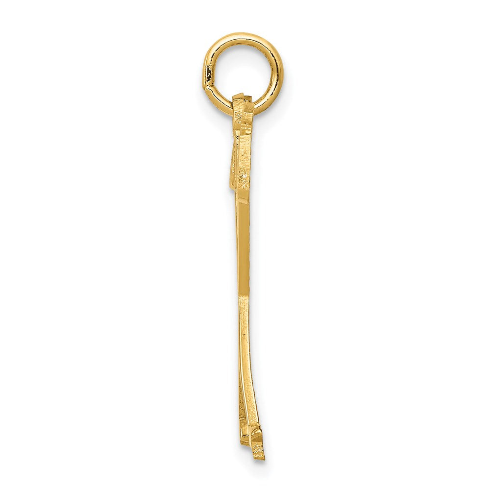 Alternate view of the 14k Yellow Gold Crossed Ski Poles Pendant by The Black Bow Jewelry Co.