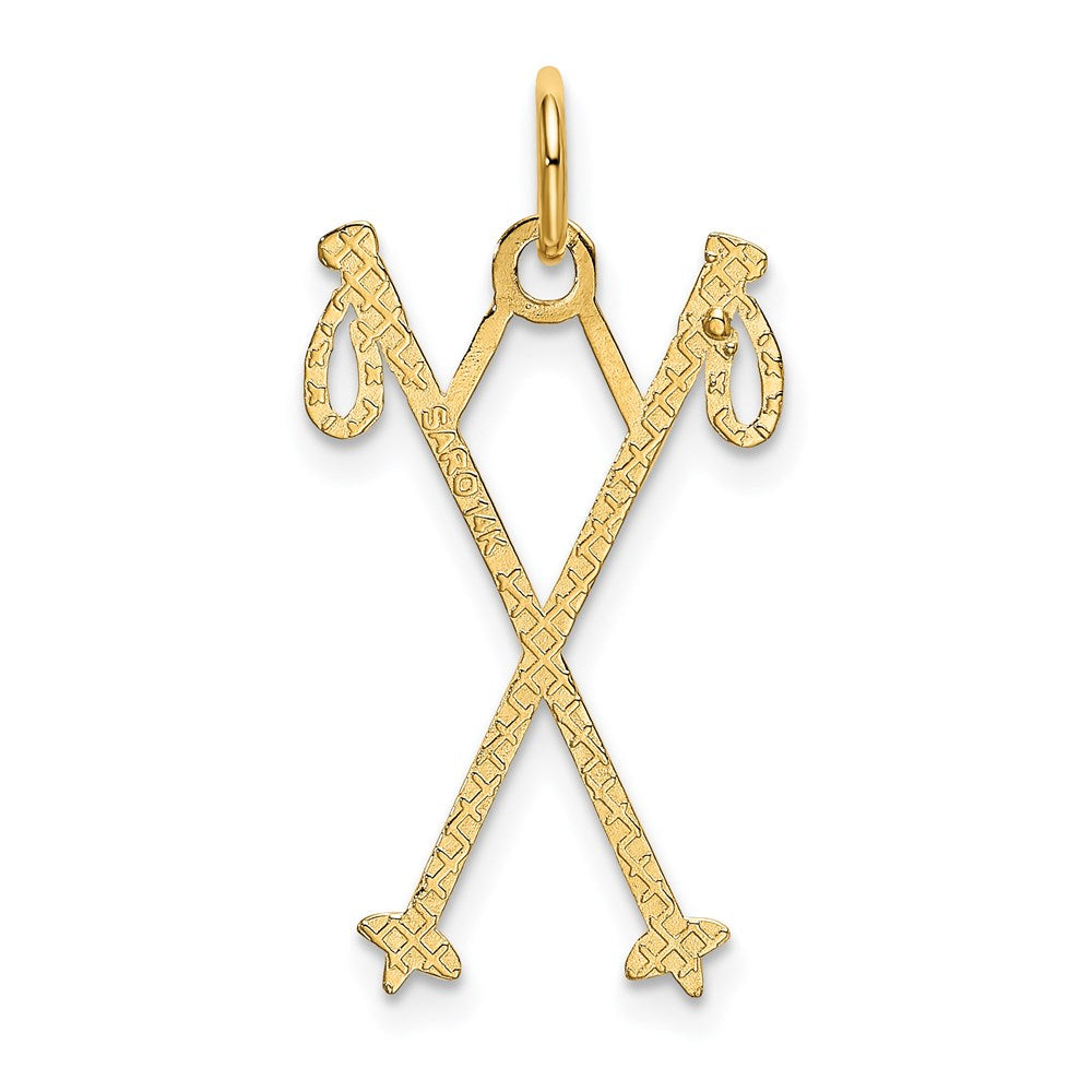 Alternate view of the 14k Yellow Gold Crossed Ski Poles Pendant by The Black Bow Jewelry Co.