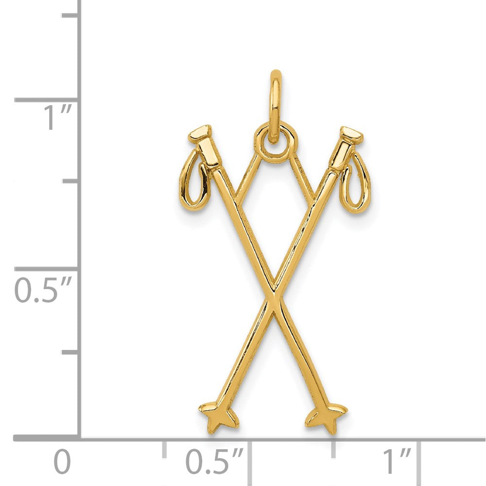 Alternate view of the 14k Yellow Gold Crossed Ski Poles Pendant by The Black Bow Jewelry Co.