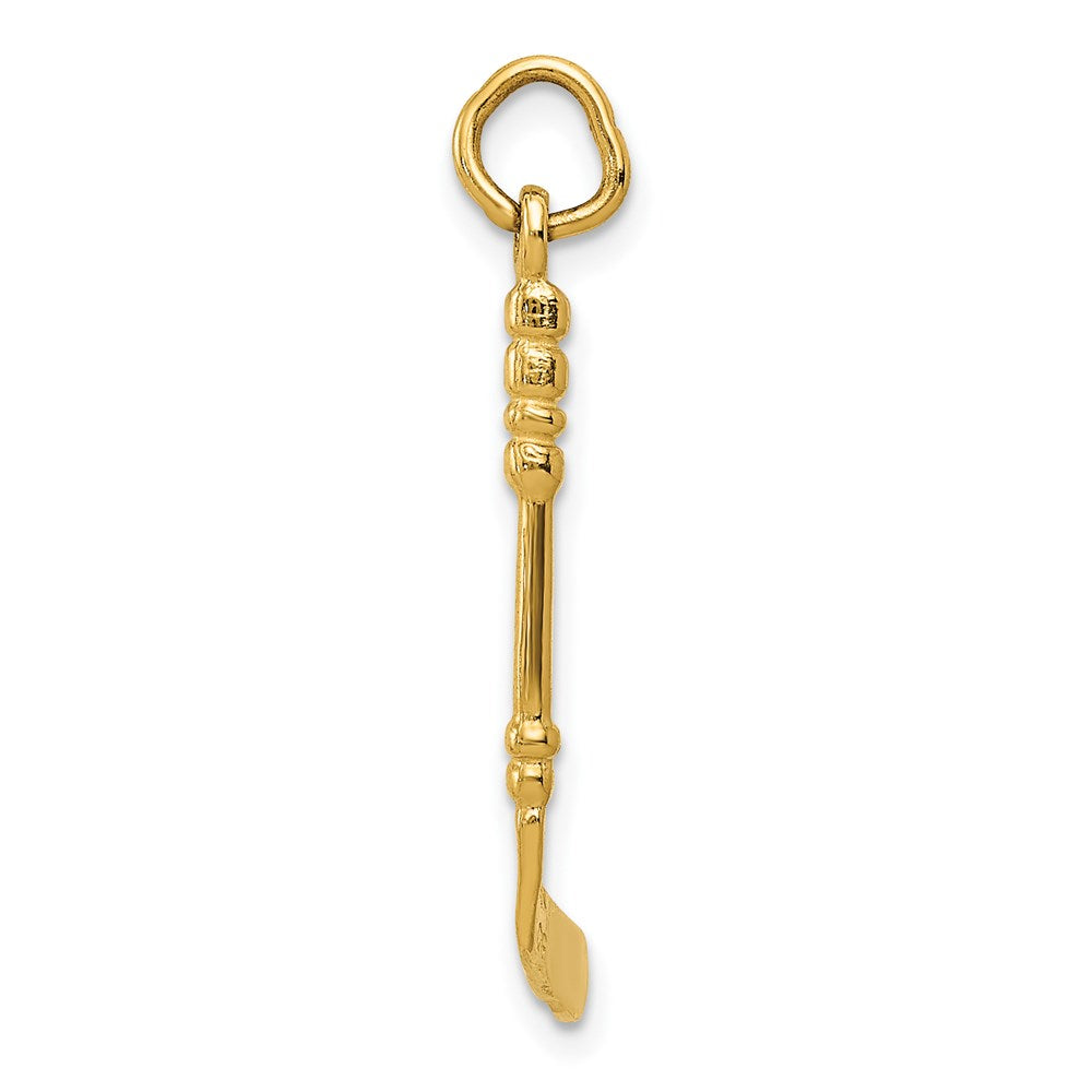 Alternate view of the 14k Yellow Gold and Black Enamel 3D Hockey Stick and Puck Pendant by The Black Bow Jewelry Co.