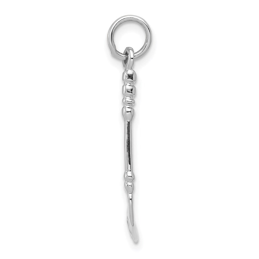 Alternate view of the 14k White Gold and Black Enamel 3D Hockey Stick and Puck Pendant by The Black Bow Jewelry Co.
