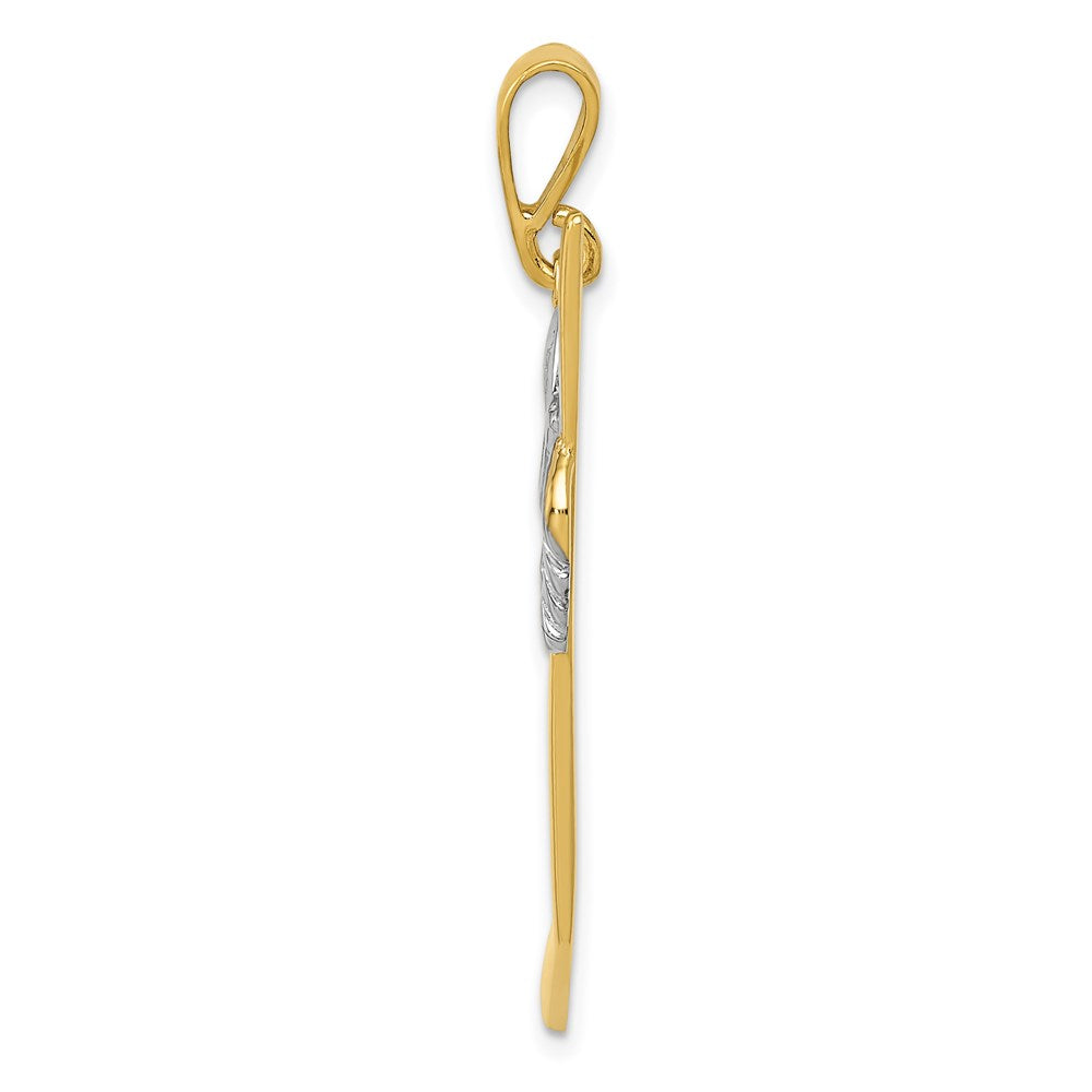 Alternate view of the 14k Yellow Gold & White Rhodium Hockey Stick and Glove Pendant by The Black Bow Jewelry Co.