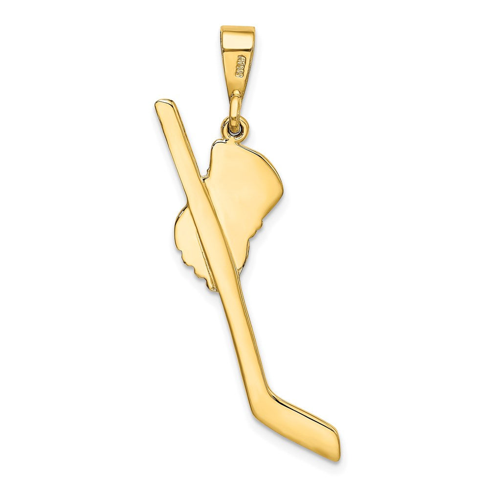 Alternate view of the 14k Yellow Gold & White Rhodium Hockey Stick and Glove Pendant by The Black Bow Jewelry Co.