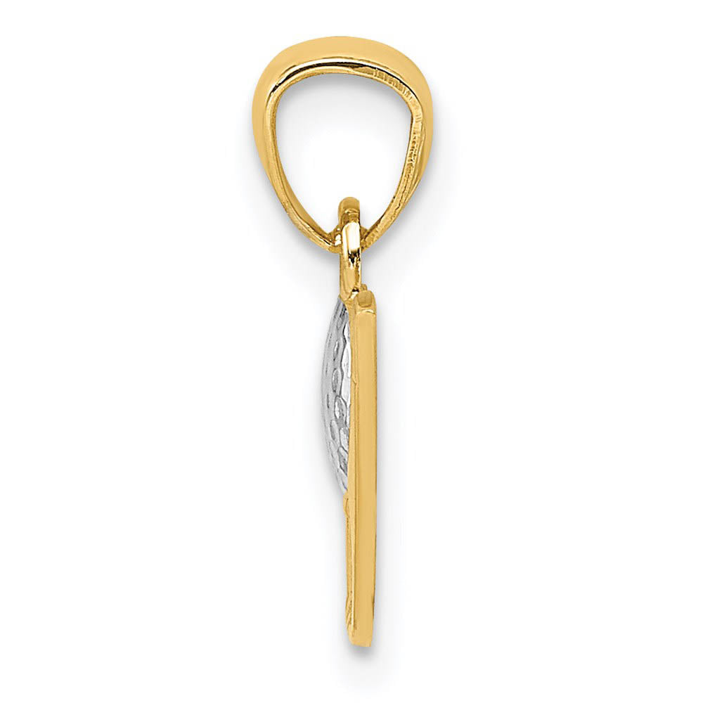 Alternate view of the 14k Yellow Gold and White Rhodium Two Tone Golf Club and Ball Pendant by The Black Bow Jewelry Co.