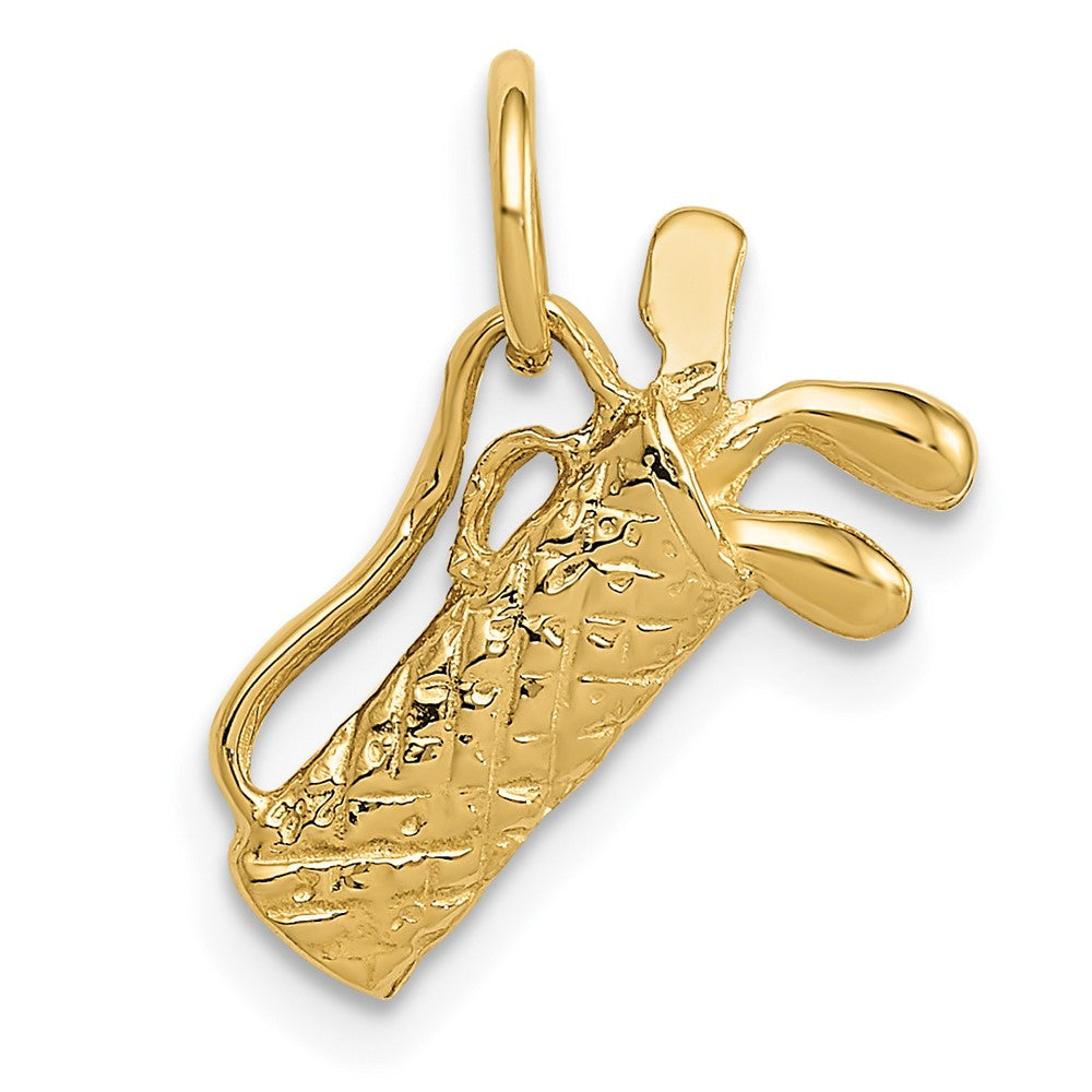 14k Yellow Gold Small 3D Golf Bag and Clubs Charm, Item P11484 by The Black Bow Jewelry Co.