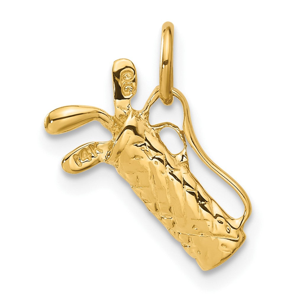 Alternate view of the 14k Yellow Gold Small 3D Golf Bag and Clubs Charm by The Black Bow Jewelry Co.