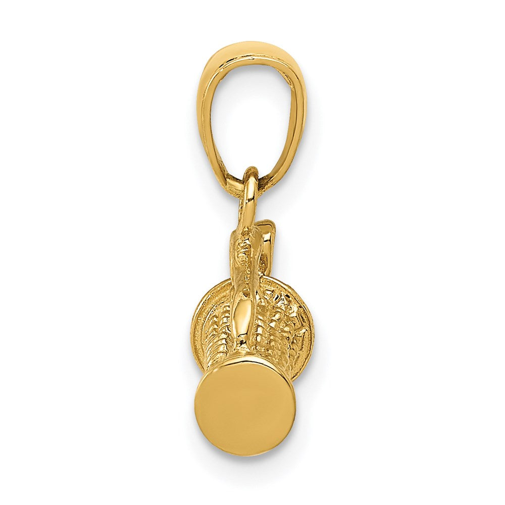Alternate view of the 14k Yellow Gold 3D Textured Golf Bag Pendant by The Black Bow Jewelry Co.