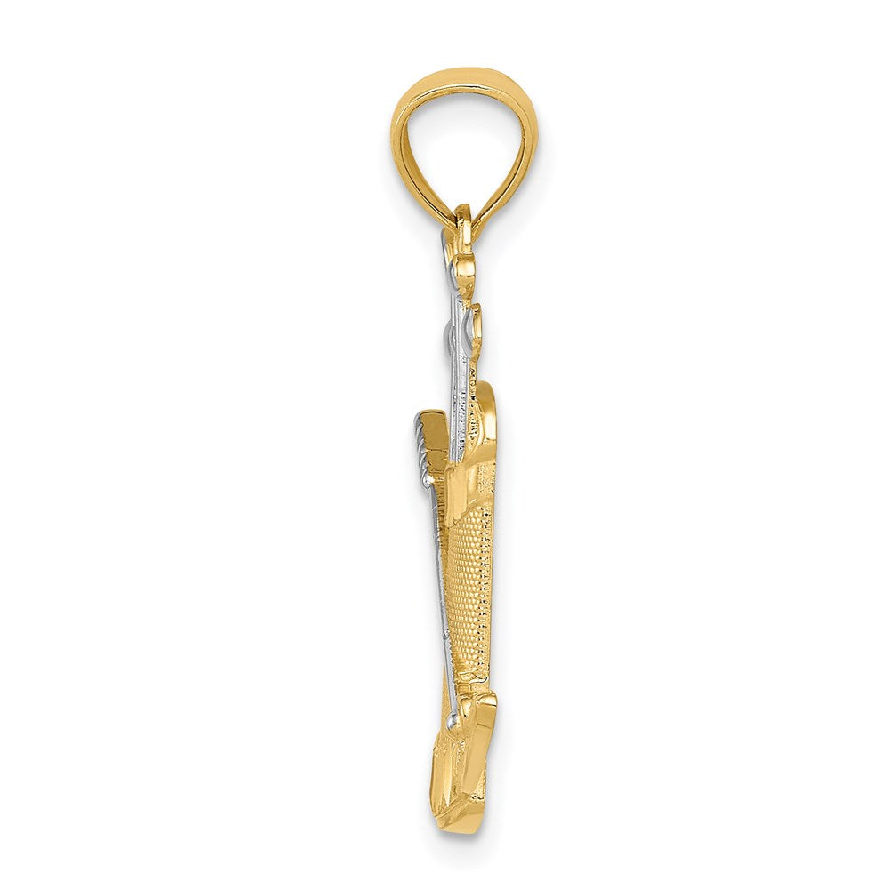 Alternate view of the 14k Yellow Gold and White Rhodium Two Tone Golf Bag and Clubs Pendant by The Black Bow Jewelry Co.