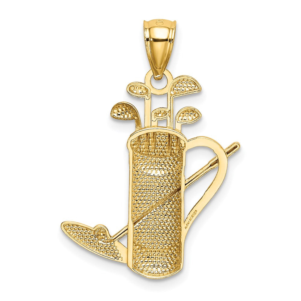 Alternate view of the 14k Yellow Gold and White Rhodium Two Tone Golf Bag and Clubs Pendant by The Black Bow Jewelry Co.