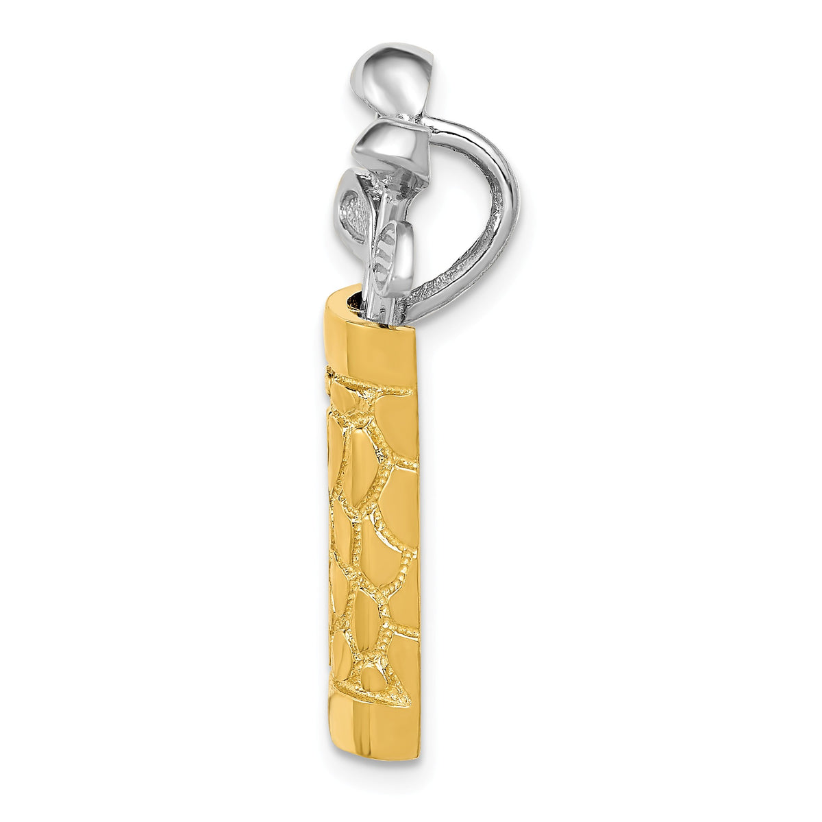 Alternate view of the 14k Two Tone Gold Large 3D Golf Bag Pendant by The Black Bow Jewelry Co.
