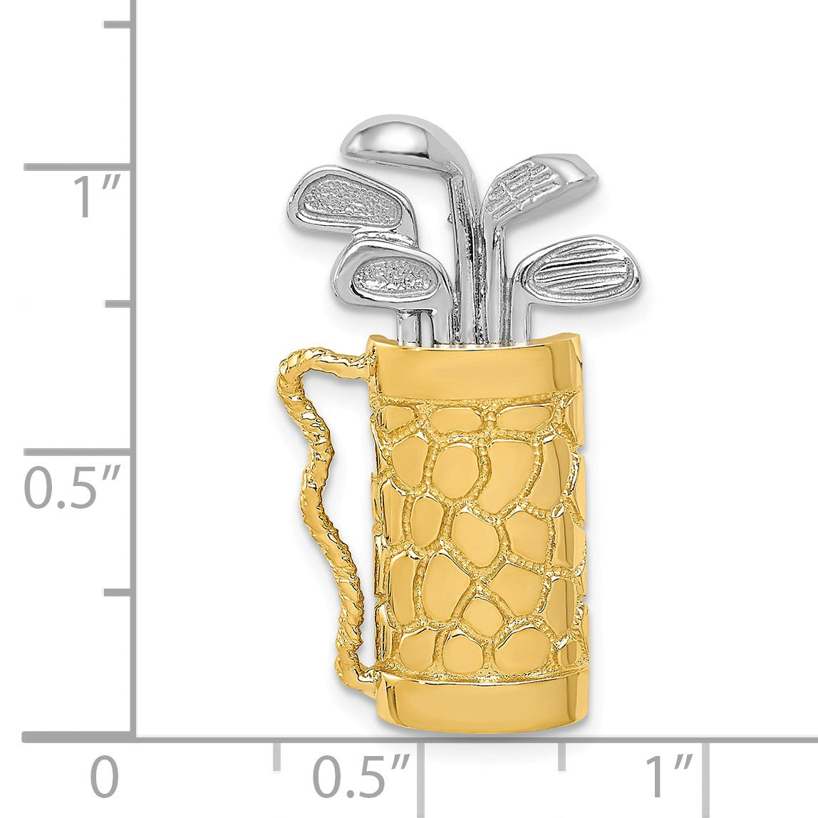 Alternate view of the 14k Two Tone Gold Large 3D Golf Bag Pendant by The Black Bow Jewelry Co.