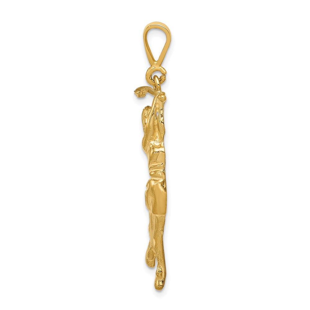 Alternate view of the 14k Yellow Gold Large Female Golfer Pendant by The Black Bow Jewelry Co.