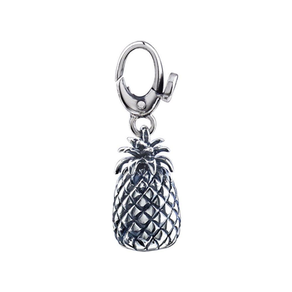 Sterling Silver Antiqued 3D Pineapple Clip-On Charm, Item P11503 by The Black Bow Jewelry Co.