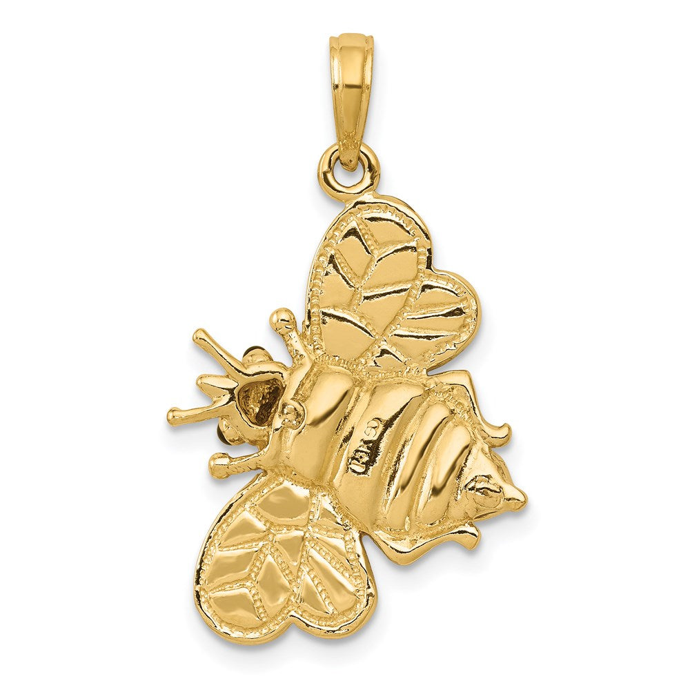 Alternate view of the 14k Yellow Gold and Enamel 3D Bumblebee Pendant by The Black Bow Jewelry Co.