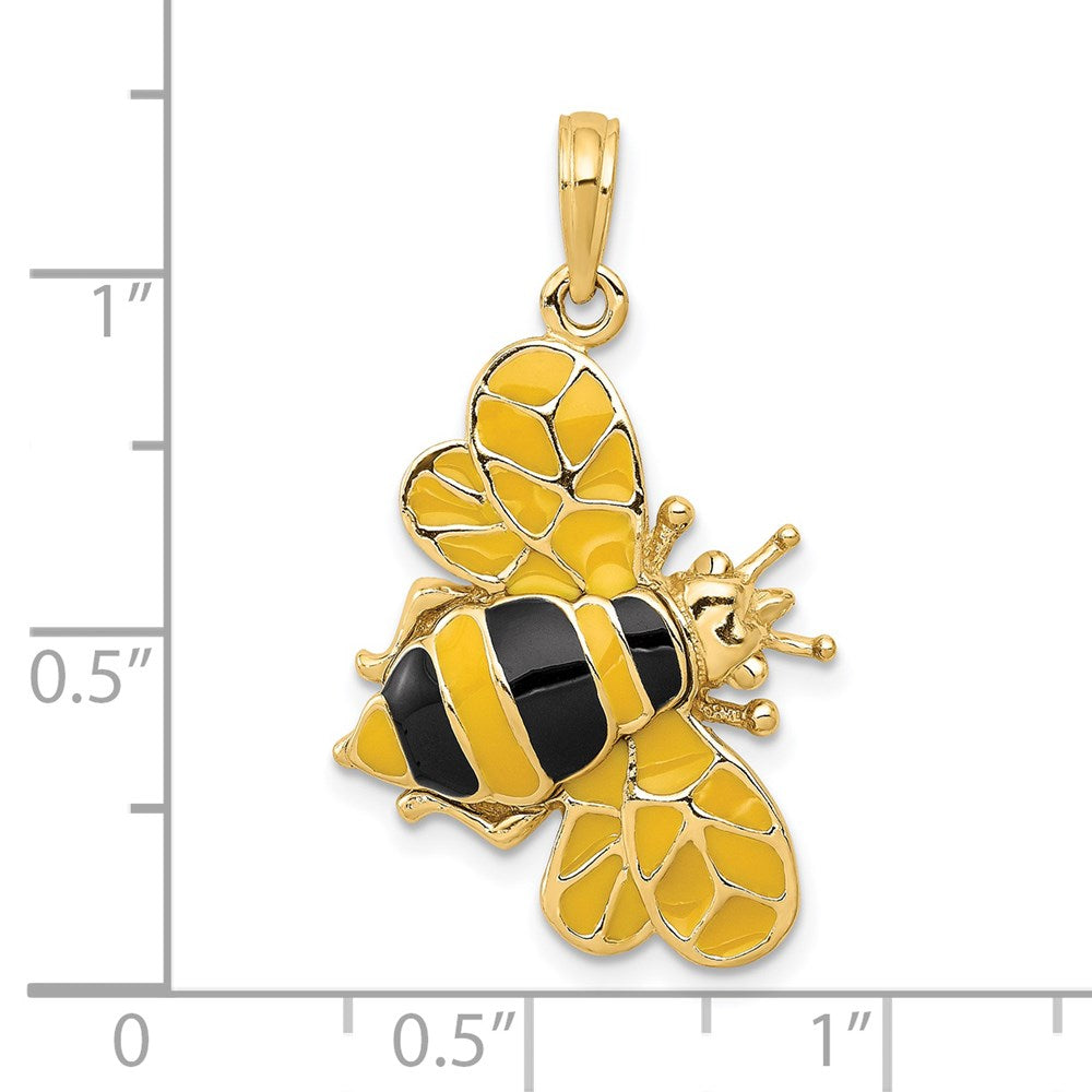 Alternate view of the 14k Yellow Gold and Enamel 3D Bumblebee Pendant by The Black Bow Jewelry Co.