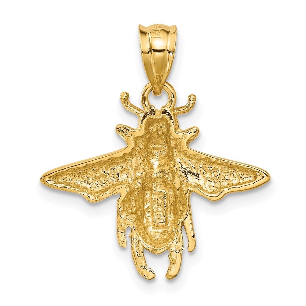 Alternate view of the 14k Yellow Gold 2D Honey Bee Pendant by The Black Bow Jewelry Co.