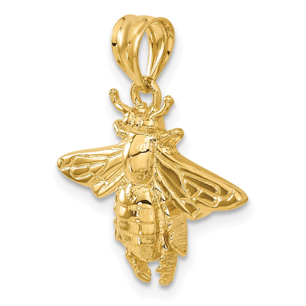 Alternate view of the 14k Yellow Gold 2D Honey Bee Pendant by The Black Bow Jewelry Co.