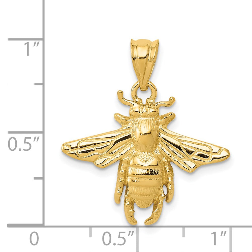 Alternate view of the 14k Yellow Gold 2D Honey Bee Pendant by The Black Bow Jewelry Co.