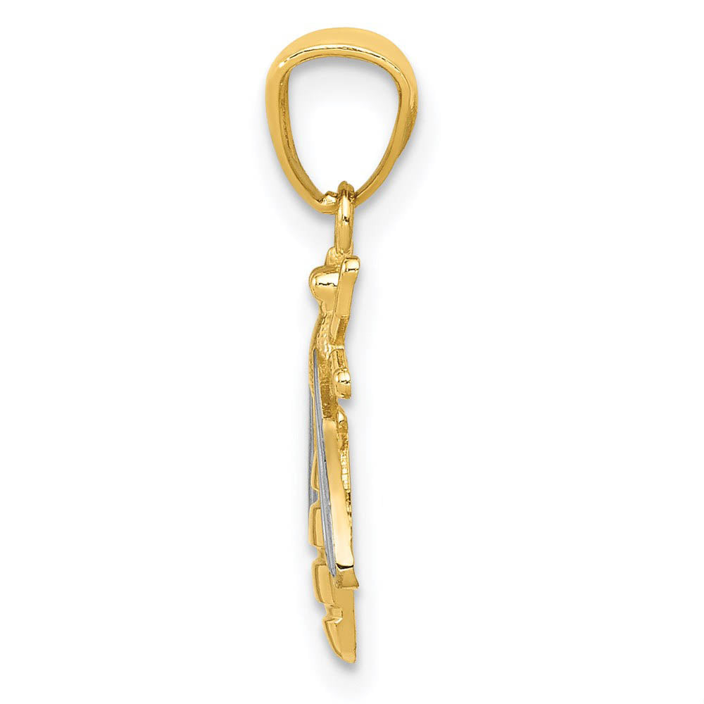 Alternate view of the 14k Yellow Gold and White Rhodium Two Tone Bee Pendant by The Black Bow Jewelry Co.