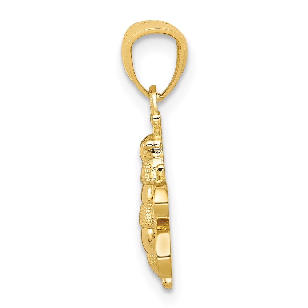 Alternate view of the 14k Yellow Gold 15mm Textured Bee Pendant by The Black Bow Jewelry Co.