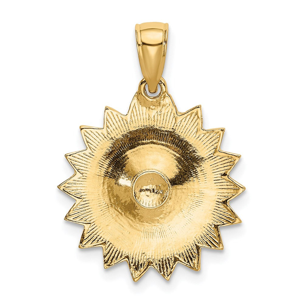 Alternate view of the 14k Yellow Gold 19mm White Enameled Daisy Blossom Pendant by The Black Bow Jewelry Co.
