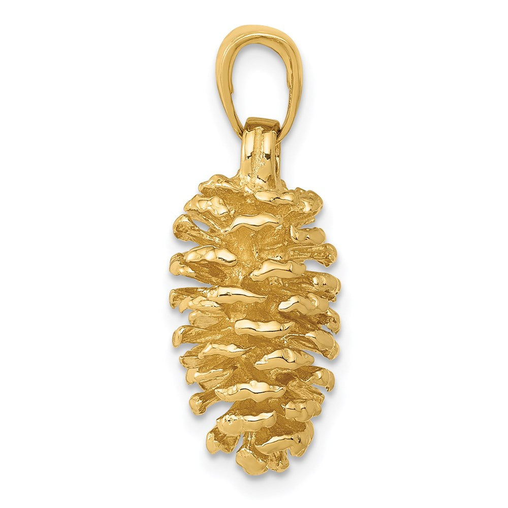 Alternate view of the 14k Yellow Gold 3D Polished Pinecone Pendant by The Black Bow Jewelry Co.