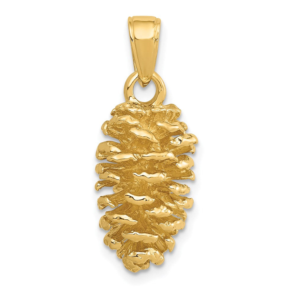 Alternate view of the 14k Yellow Gold 3D Polished Pinecone Pendant by The Black Bow Jewelry Co.