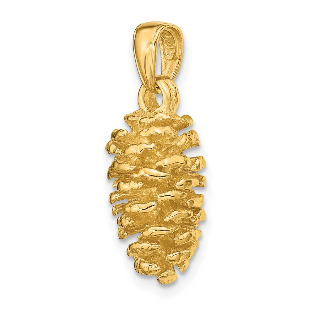 Alternate view of the 14k Yellow Gold 3D Polished Pinecone Pendant by The Black Bow Jewelry Co.