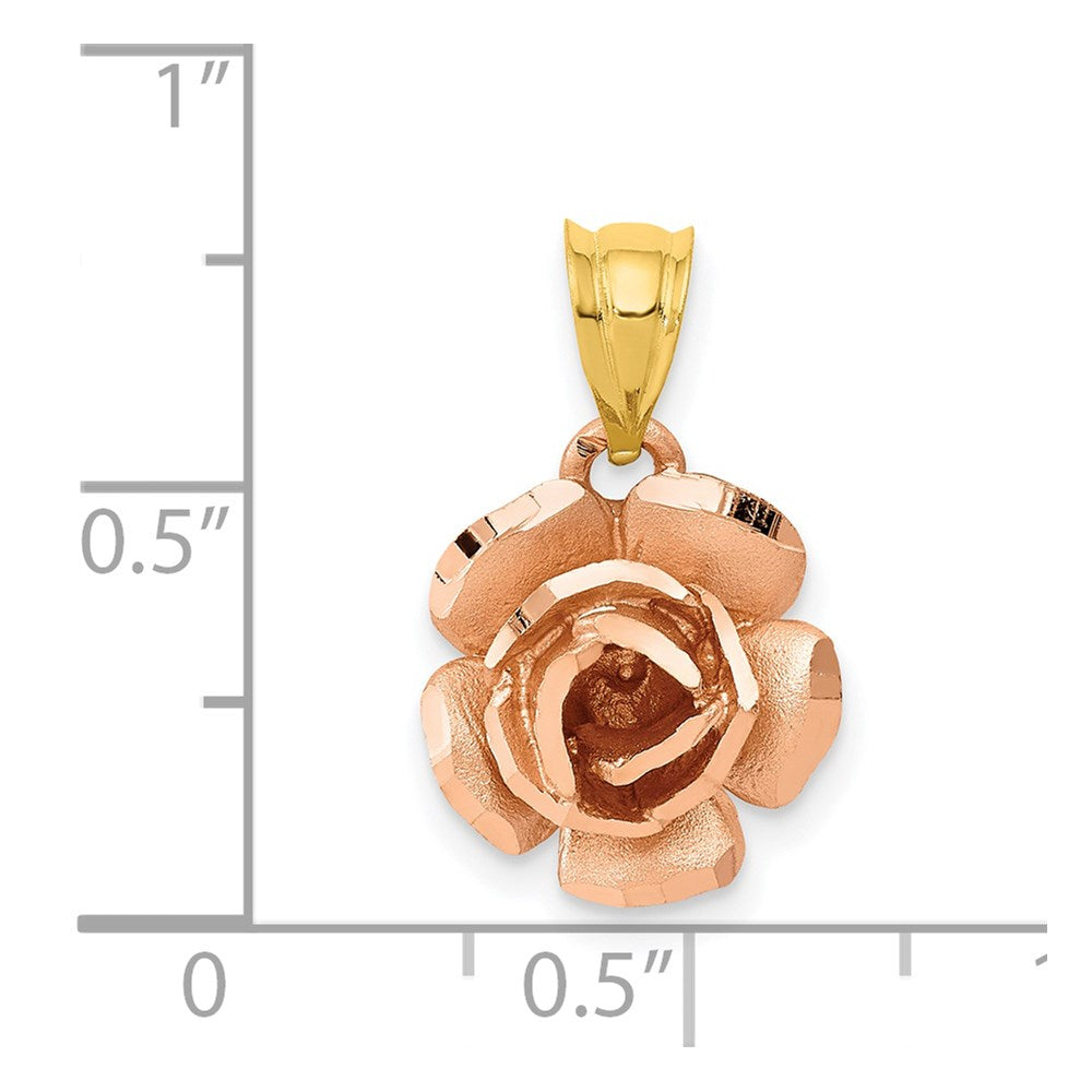Alternate view of the 14k Rose and Yellow Gold 12mm Rosebud Pendant by The Black Bow Jewelry Co.