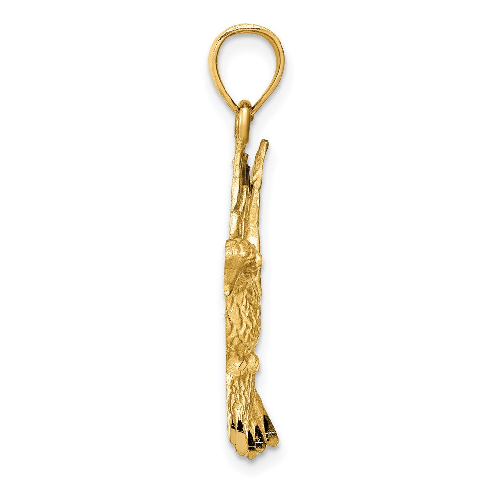 Alternate view of the 14k Yellow Gold Diamond Cut Hummingbird Pendant by The Black Bow Jewelry Co.