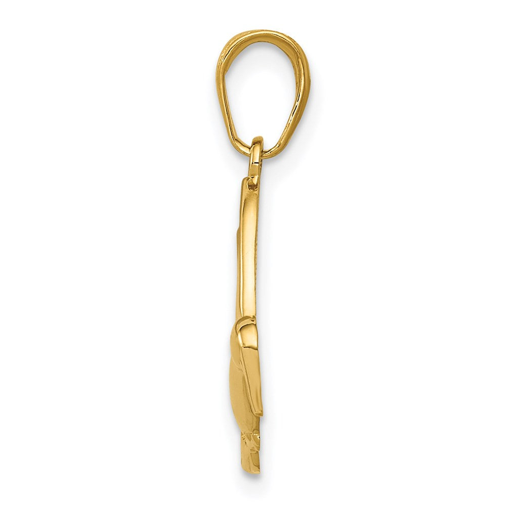 Alternate view of the 14k Yellow Gold Polished Hummingbird in Flight Pendant by The Black Bow Jewelry Co.