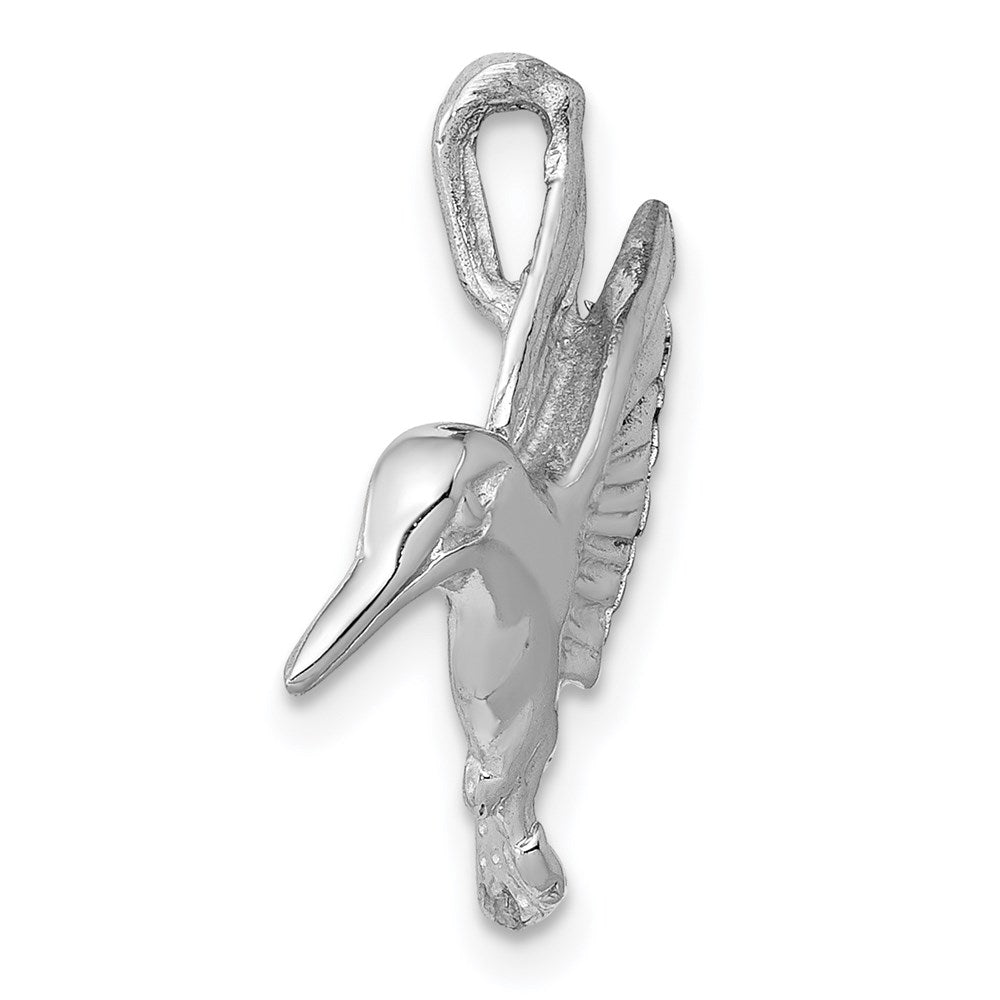 Alternate view of the 14k White Gold Hummingbird Slide Pendant by The Black Bow Jewelry Co.