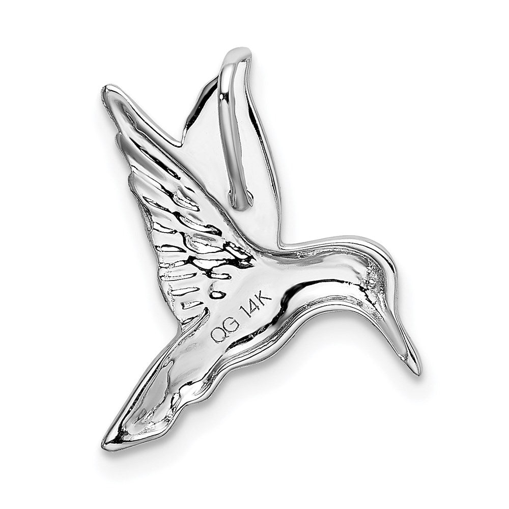 Alternate view of the 14k White Gold Hummingbird Slide Pendant by The Black Bow Jewelry Co.