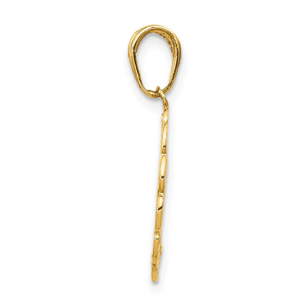 Alternate view of the 14k Yellow Gold 17mm Framed Hummingbird and Flower Pendant by The Black Bow Jewelry Co.